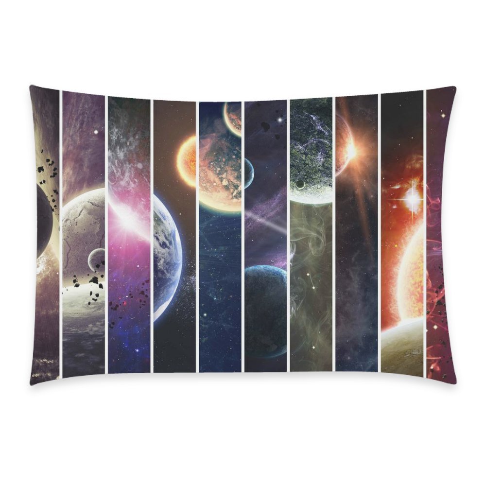 ZKGK Galaxy Nebula Outer Space Earth Planet Solar System Pillowcase Standard Size 20 x 30 Inches Two Side,Collection of Colorful Globe Universe Pillow Cases Cover Set Pet Shams Decorative